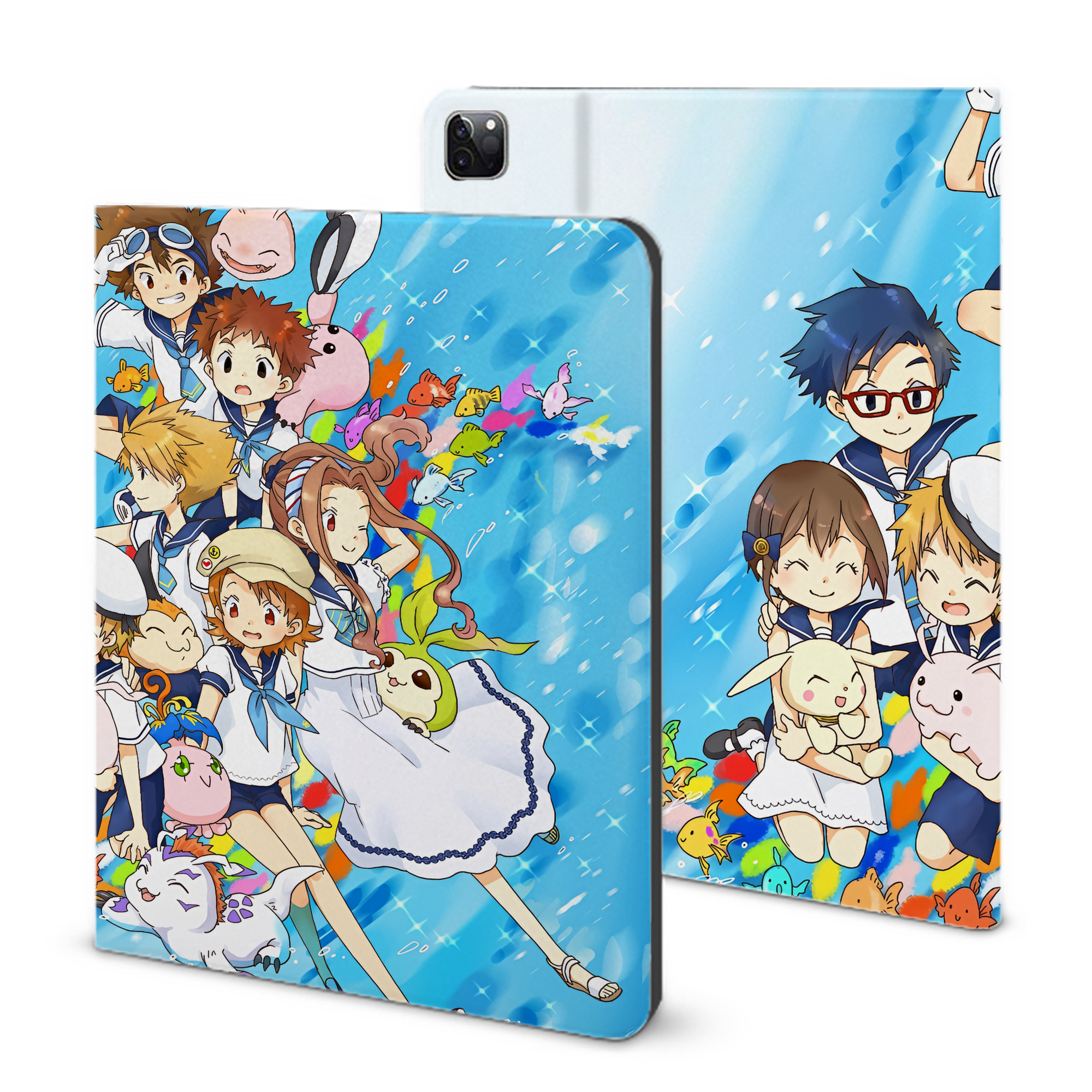 （画像用） Digimon デジタルモンスター/デジモン IPad ケース ブック型 PUレザー TPU 耐衝撃 軽量 薄型 ペン収納なし 全面保護 IPad 各モデル対応